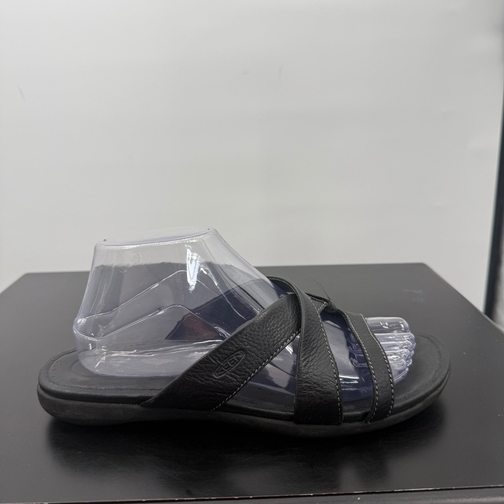 KEEN Bali Strap Sandals Women 9.5 Black Good Leather Slide 1014338